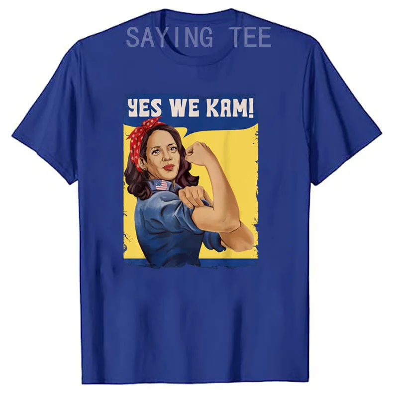 Yes We Kam Madam Harris Fun T-Shirt Vote Madam Kamala President Harris Campaign Tee Novelty Gift Womens Fashion Short Sleeve Top