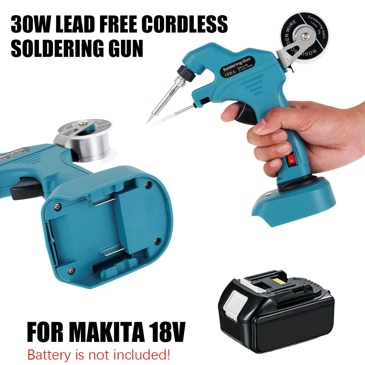 Portable Handheld Cordless Soldering Iron Gun Kit 30s Quick Preheat Electric Welding Gun Repair Tool for Makita 18V Battery