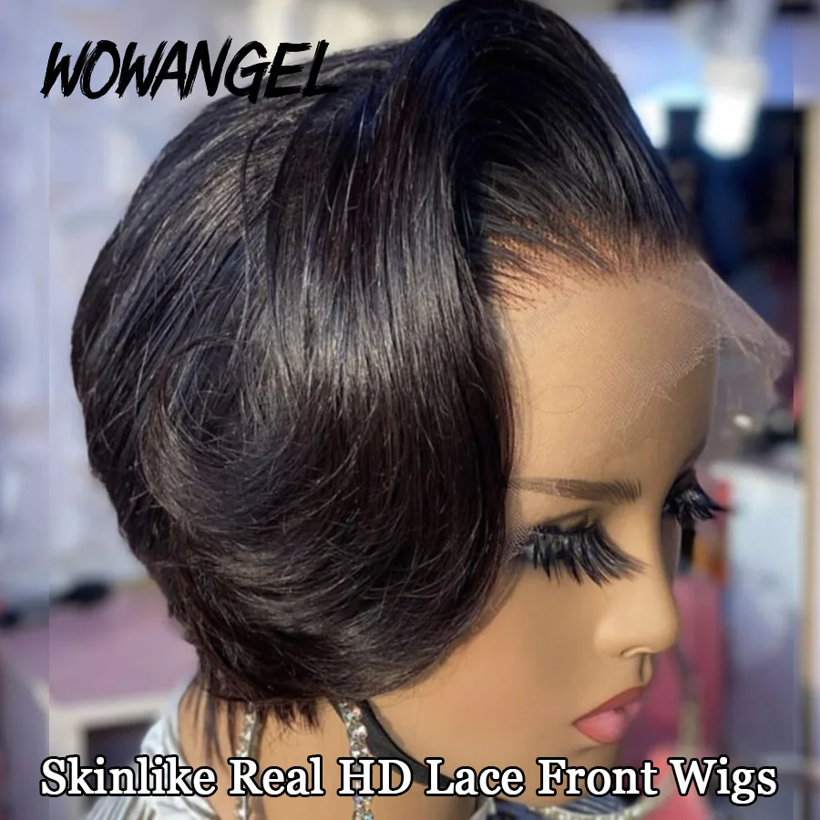 

Straight Short Pixie Cut Wig HD Lace Front Wig Melt Skins Pre Plucked Bob Wigs 13x4 Lace Front Human Hair Wig Brazilian Hair