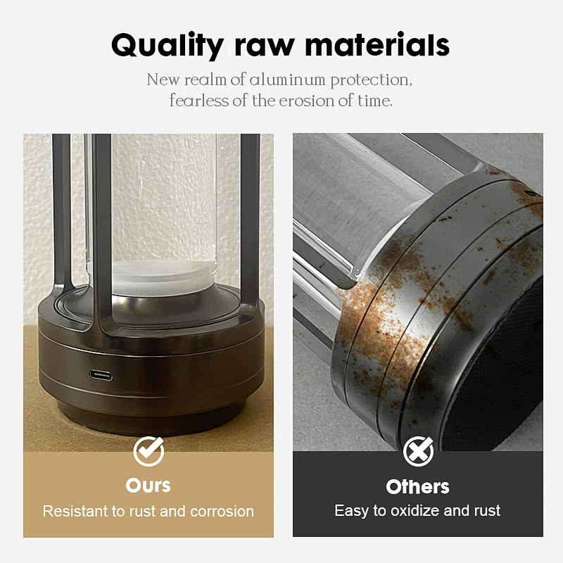 LED Table Lamp 3 Colors Bedside Creative Ambient Light Rechargeable Metal Desktop Night Light Reading Lamp Decoration Lights