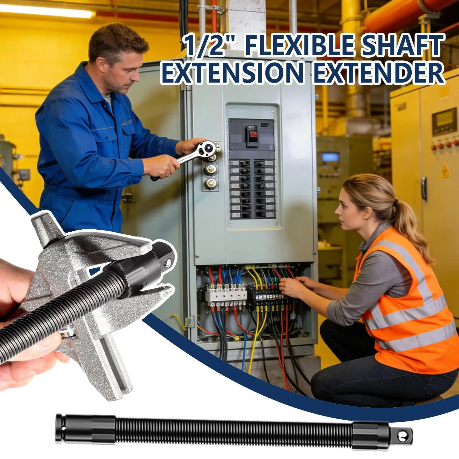 Flexible Extension Socket 1/2in Ratchet Adapter 360-degree Rotate Socket Wrench Extender For Bolt Fastener DIY Corner Mechanic