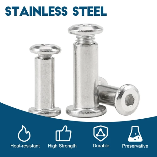 Imagen 2 del producto 1 ~ 10 juegos de cabeza hueca hexagonal plana, remache para muebles M3 M4 M5 M6 M8, conector hexagonal de acero inoxidable, tuerca de inserción de manga de junta, tuercas
