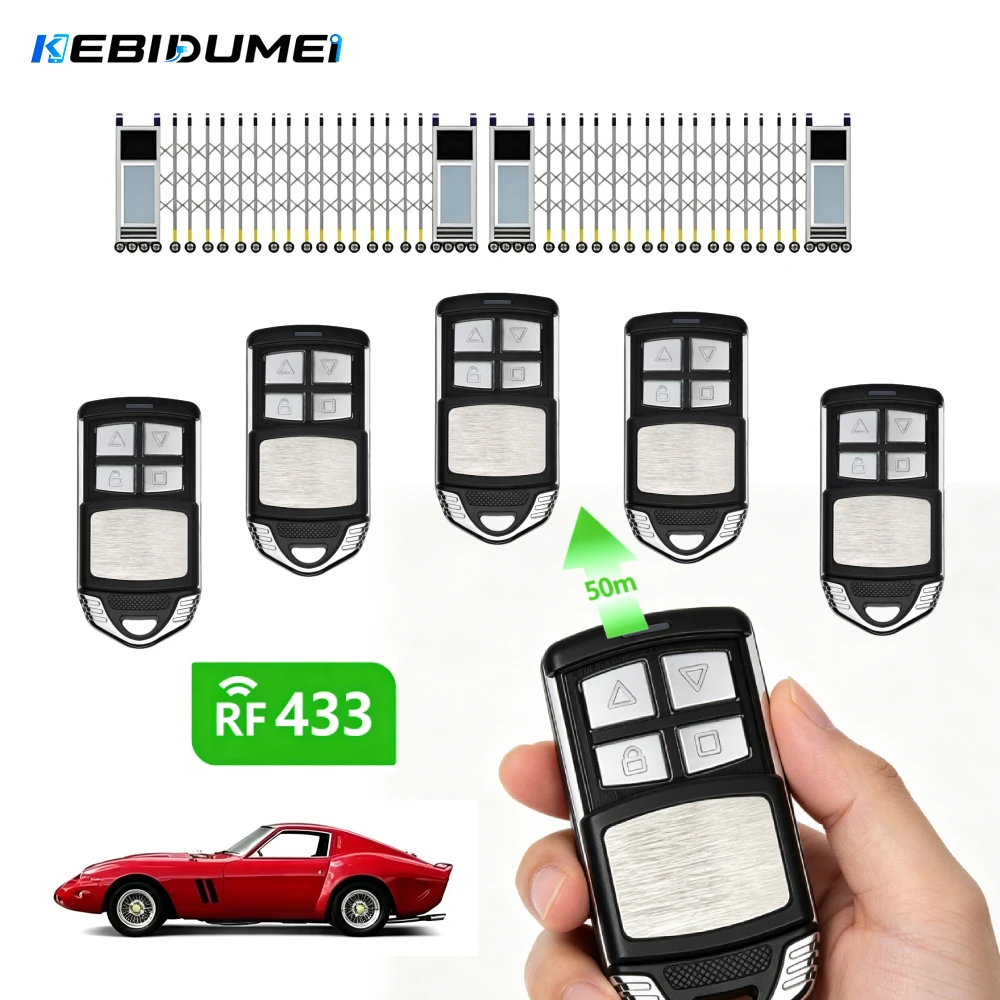 KEBIDUMEI 5/10PCS 433MHZ Copy Remote Control 4 Button Electric Gate Garage Door Duplicator Key Fob 50 Meters Control Distance