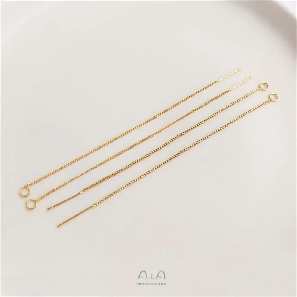 14K الذهب أقراط S925 الفضة دبوس وأقراط مع معلقة الجانب الجسم صندوق أقراط للأذن على شكل سلسلة اليدوية لتقوم بها بنفسك أقراط اكسسوارات E161 #3