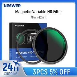 NEEWER Magnetic Variable ND Filter ND2-ND32 with Magnetic Adapter Ring HD Adjustable Neutral Density Filter with Water Repellent