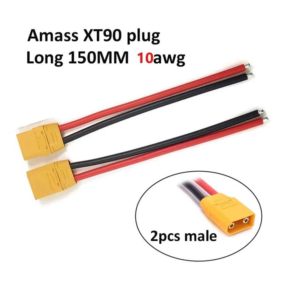 AMASS XT90 Male Female Connector Plug Pigtails with 150mm 10AWG Silicone Wire RC Battery Cable Wire for RC Lipo Battery
