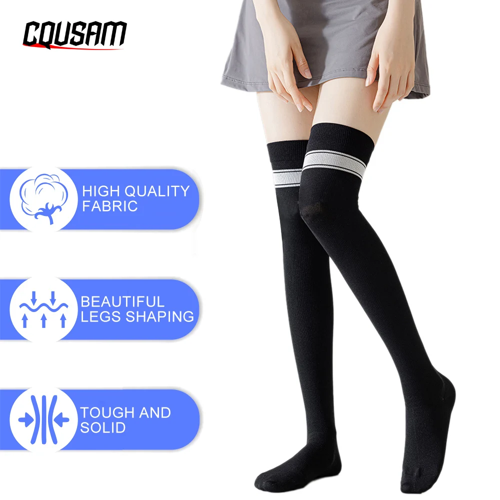 

1Pair Knee High Socks Thigh High Stripe over the Knee Socks Long Opaque Thigh Stockings for Running, Yoga, Fitness, Dance