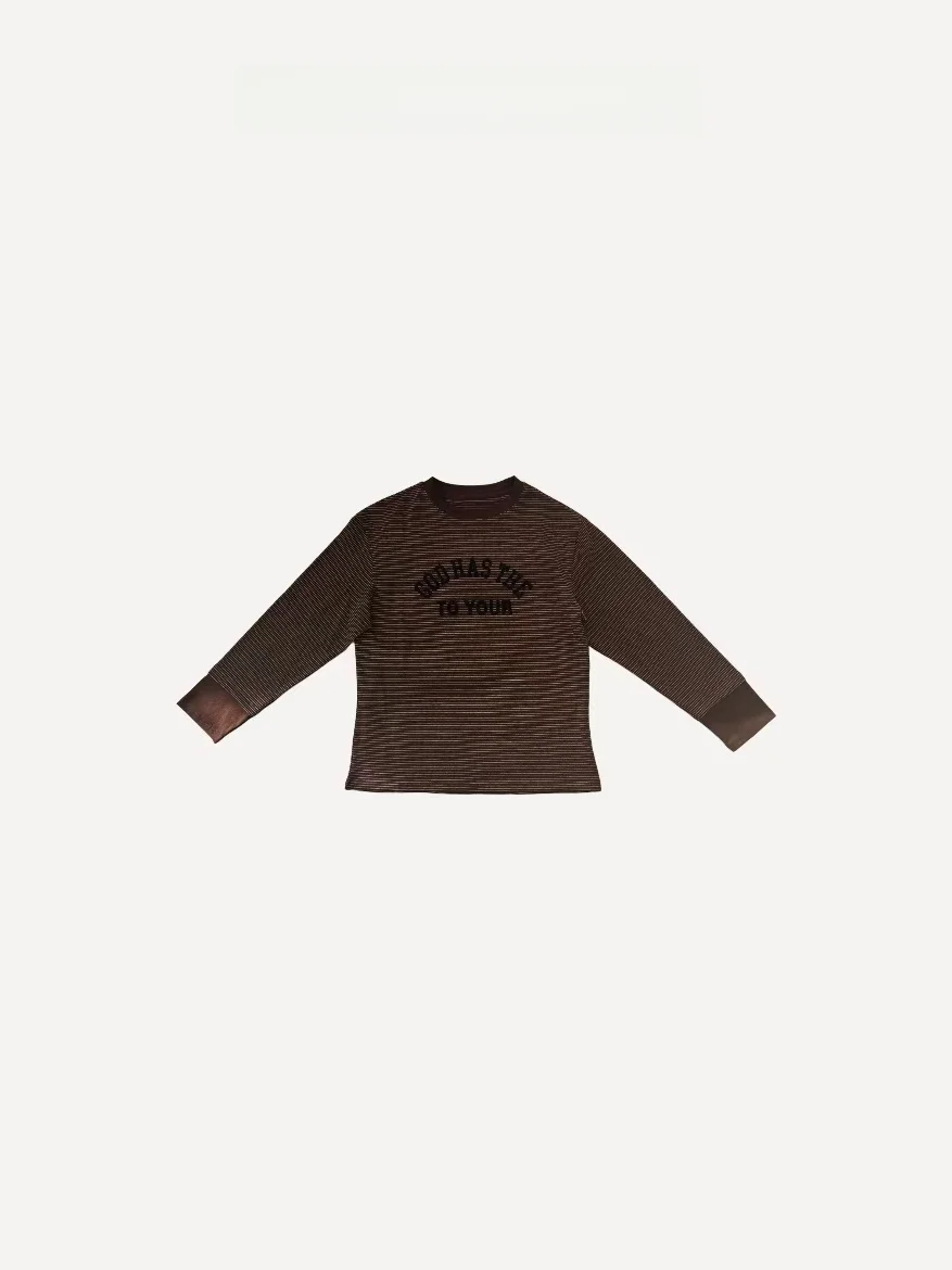 

Женская свободная футболка Baibaiye с длинным рукавом, простая полосатая базовая футболка в корейском стиле, винтажная хлопковая футболка с круглым вырезом