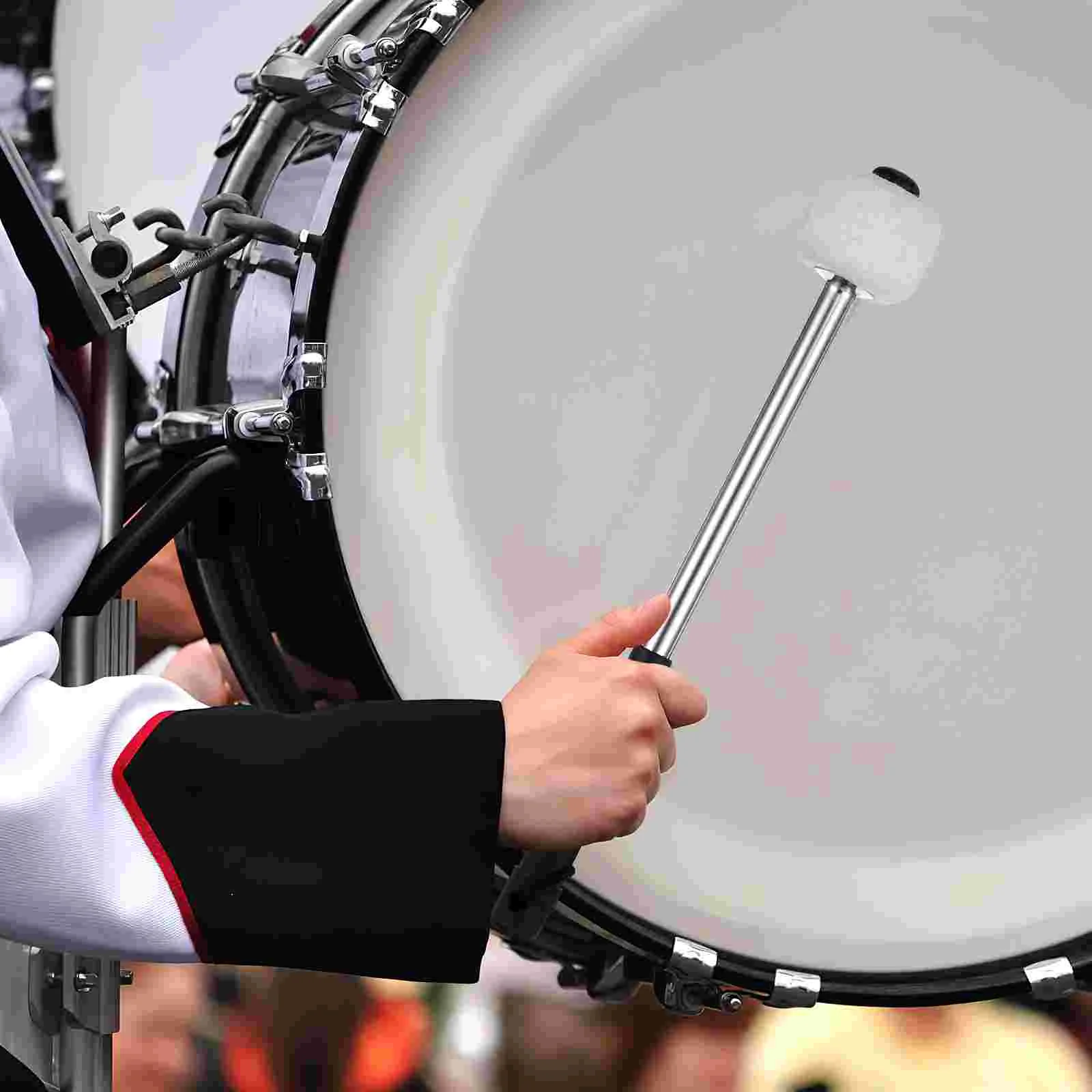 Bass Drum Stainless Steel Handle Wool Felt Head Drumstick Drum Mallet Percussion Instrument Accessory