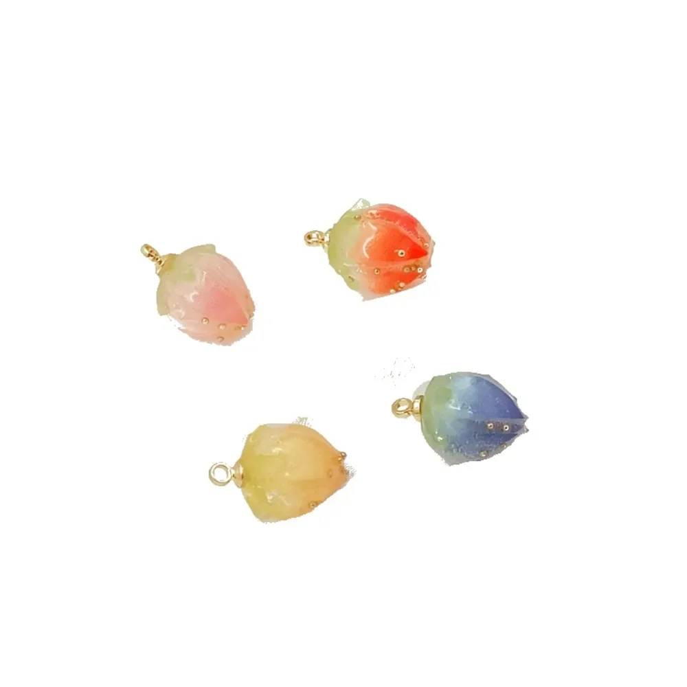 14K الذهب المغلفة الحرارة يتقلص ورقة الراتنج زهرة برعم قلادة، يدويا سوار DIY، قلادة، الأقراط والاكسسوارات