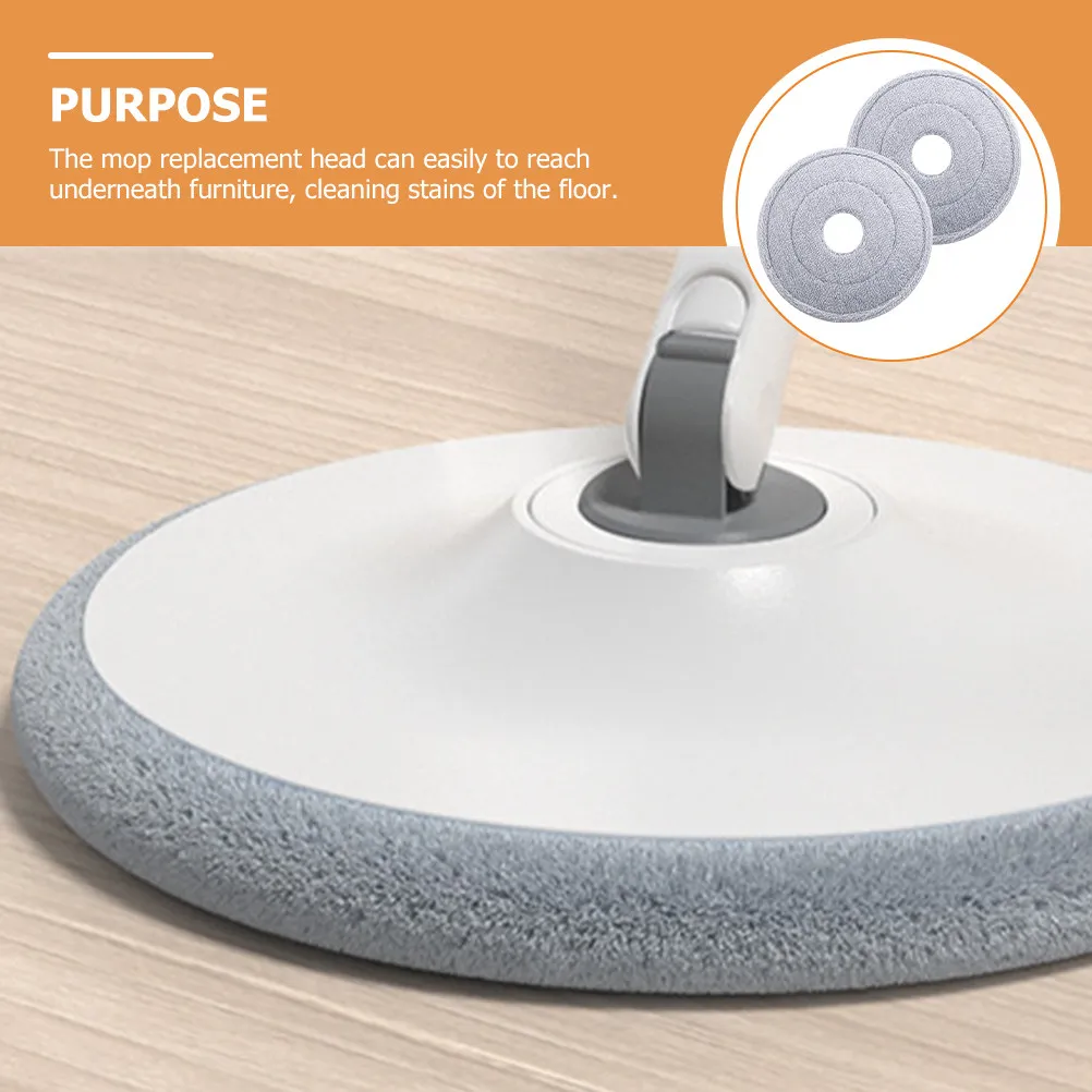 

2 шт. сменные вращающиеся круглые моющиеся насадки для швабры, сверхпрочные, для уборки полов из твердых пород дерева, плитки, деревянных полов, быстросохнущие