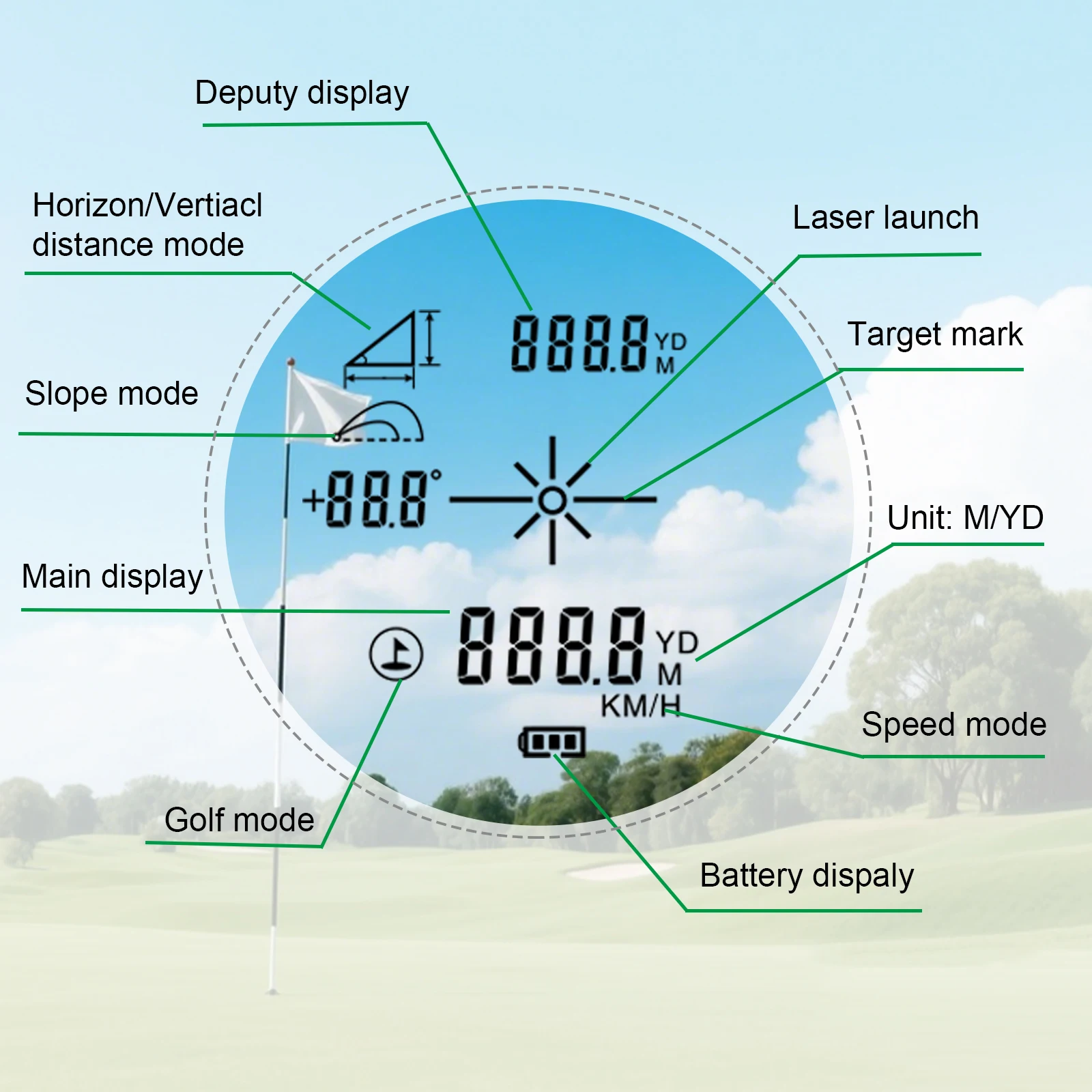 8 modes Rechargeable With Slope Switch Adjusted Flag-Lock Vibration Distance Meter outdoor Hunting Rangefinder Golf Laser