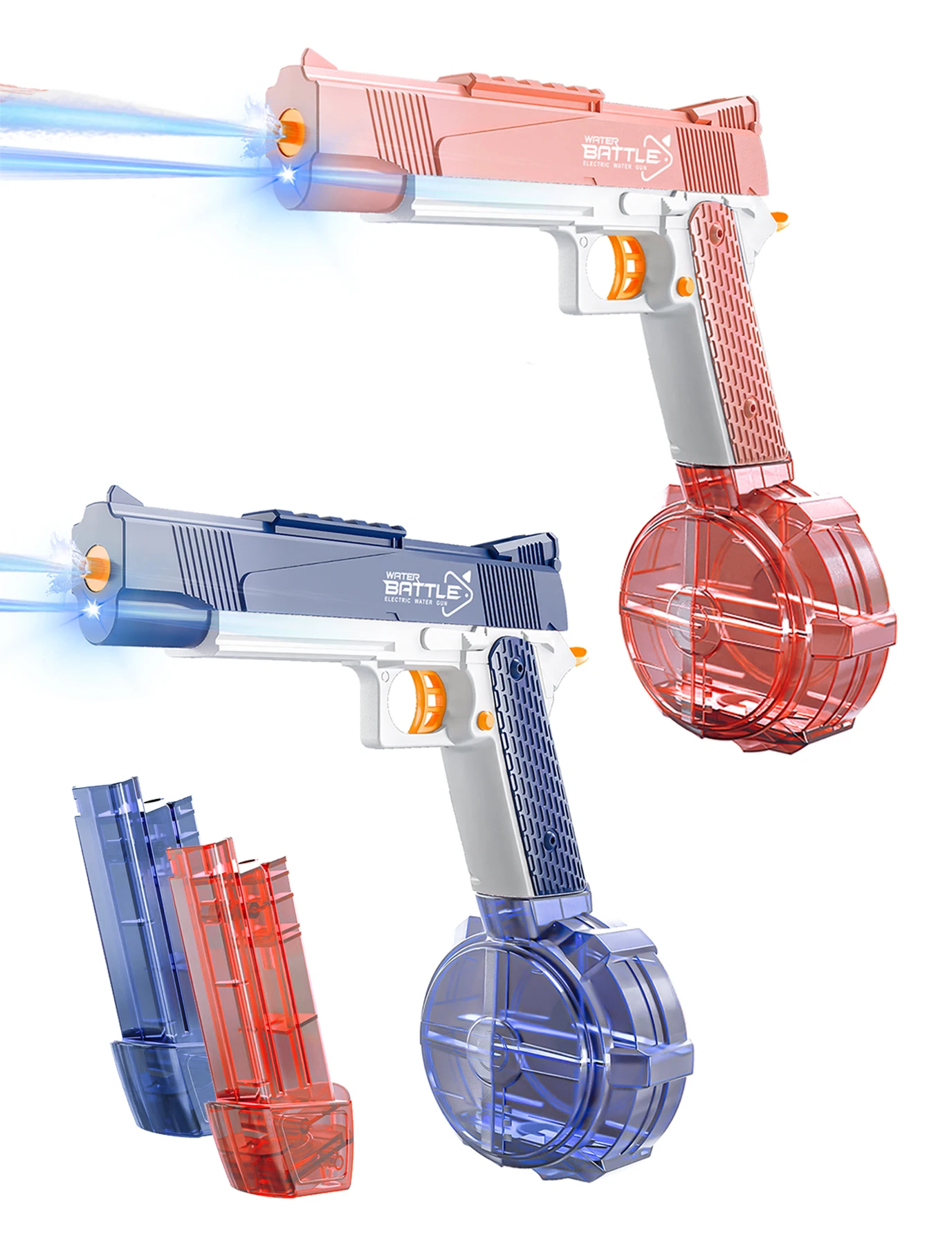 لعبة مسدس مياه كهربائي للأطفال، سعة تخزين مياه كبيرة، مع أضواء ملونة مدمجة ونطاق طويل 10 أمتار #1