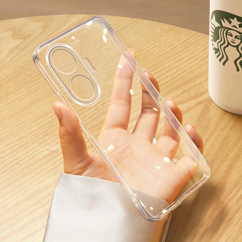 حافظة لهاتف POCO F7 حافظة رفيعة للغاية من السيليكون لهاتف Redmi Turbo 4 Pro POCOF7 غطاء شفاف مطلي بالكهرباء