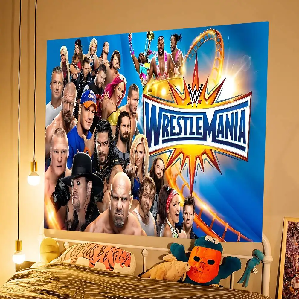 WWE WrestleMania راية عالية الجودة مطبوعة على طراز الجو الفني علم التخييم