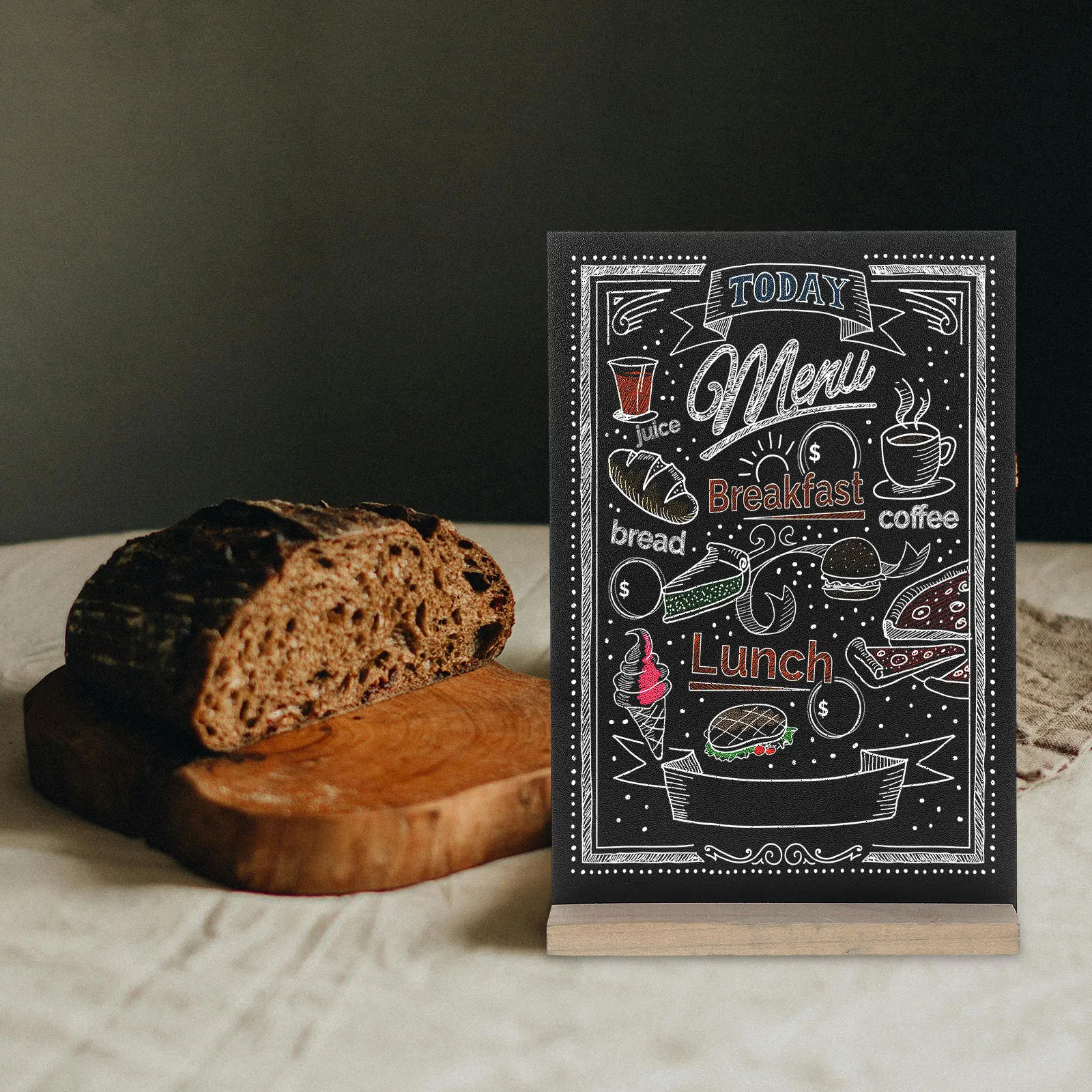 

1pc Wooden Small Chalkboard Dual-Sided Writable Tabletop Sign For Wedding Party Office Home Decoration Message Board