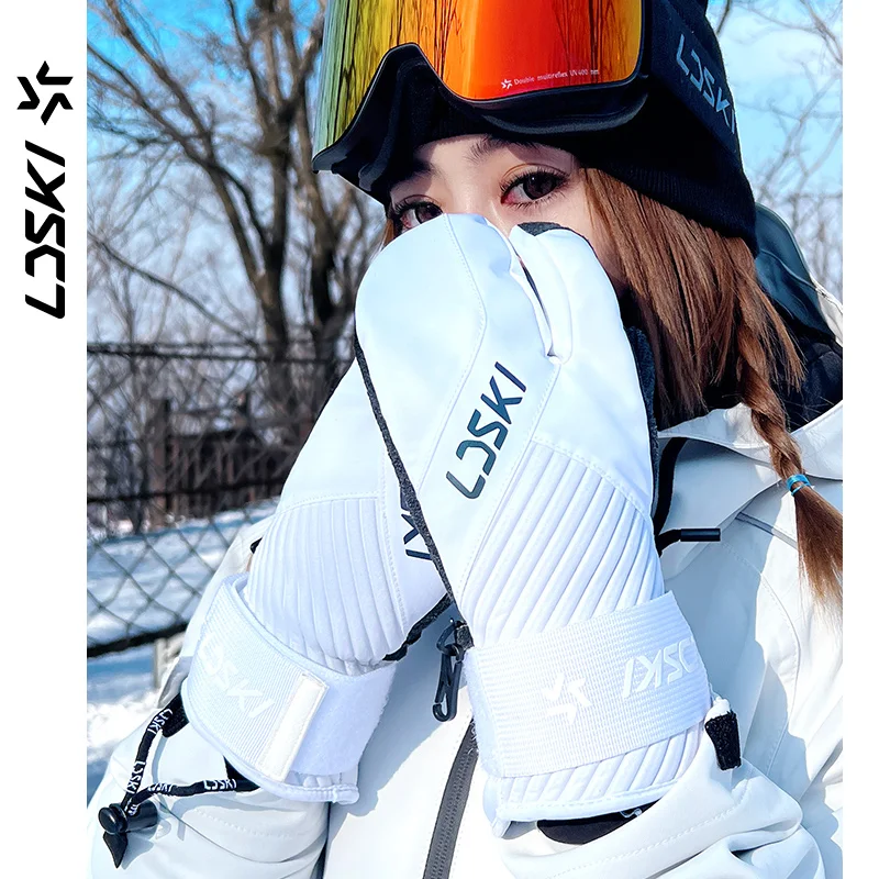 LDSKI EuroCarving Ski Gloves Kevlar Palm Wear Resistant Insert Wrist Pad Protection Waterproof Warm Mitten Snowboard Women Men