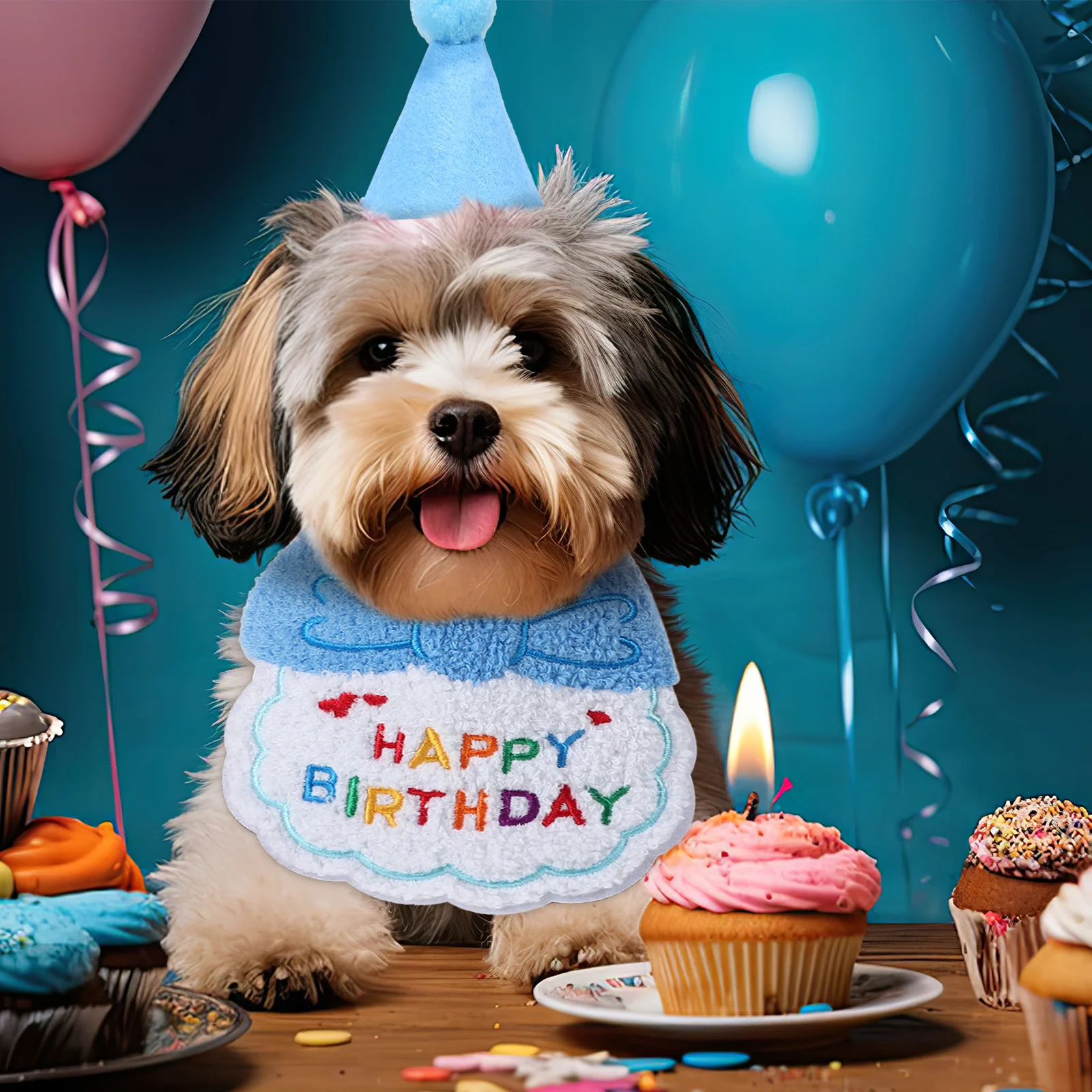 

1Set Pet Birthday Bib Costume Soft Adjustable Dog Cat Birthday Hat Outfit Party Supplies Cat Outfit Pet Party Decoration