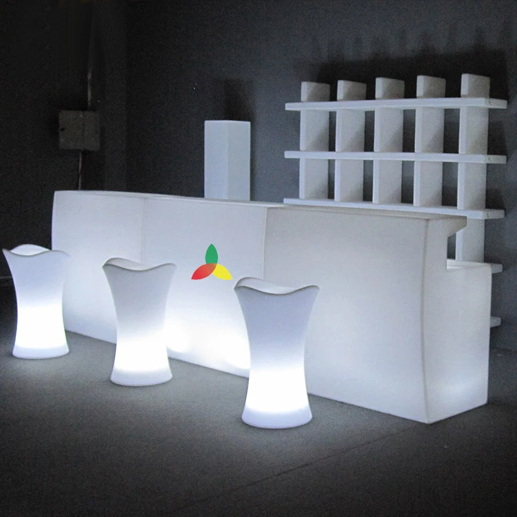 Set Meja Bar Modular Rakitan Pencahayaan Tampilan Anggur Menyala Rak Anggur Pub Portabel Meja Bar Bercahaya