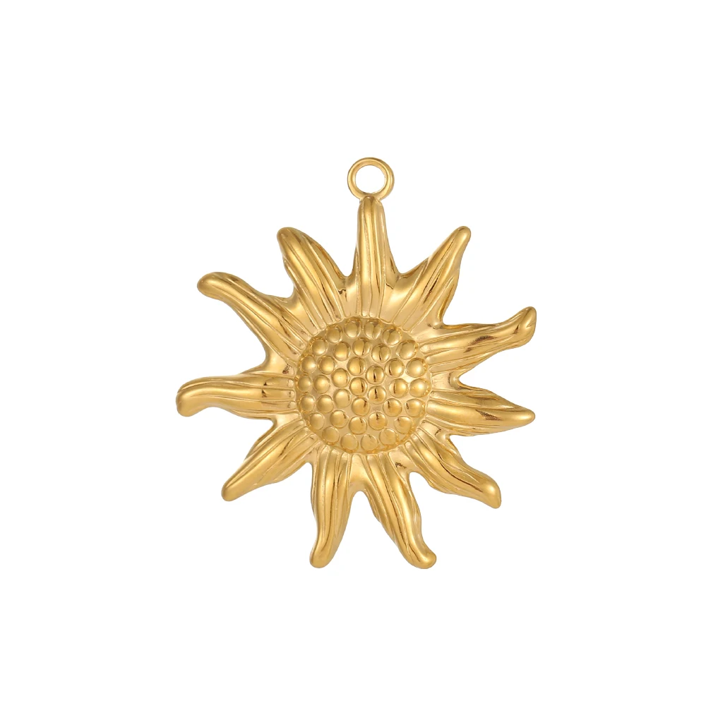 CARLIDANA Novo Banhado A Ouro Colar Pulseira Acessórios de Moda Flor de Aço Inoxidável Sol Coração Encantos para Fazer Jóias DIY