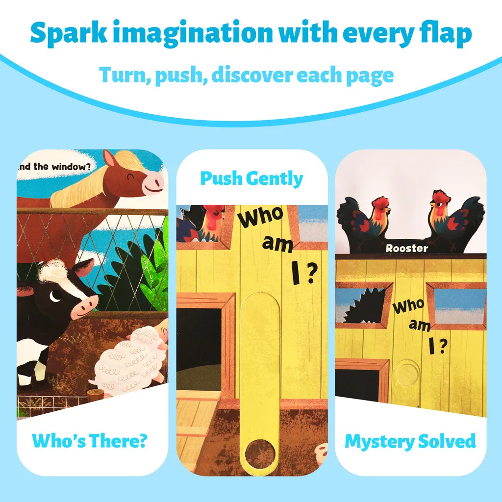 Who’s That? Push-Pull-Slide Board Books —4-Book Interactive Set for Toddlers & Preschool—Forest, Farm, Ocean & Grassland Animals view 4
