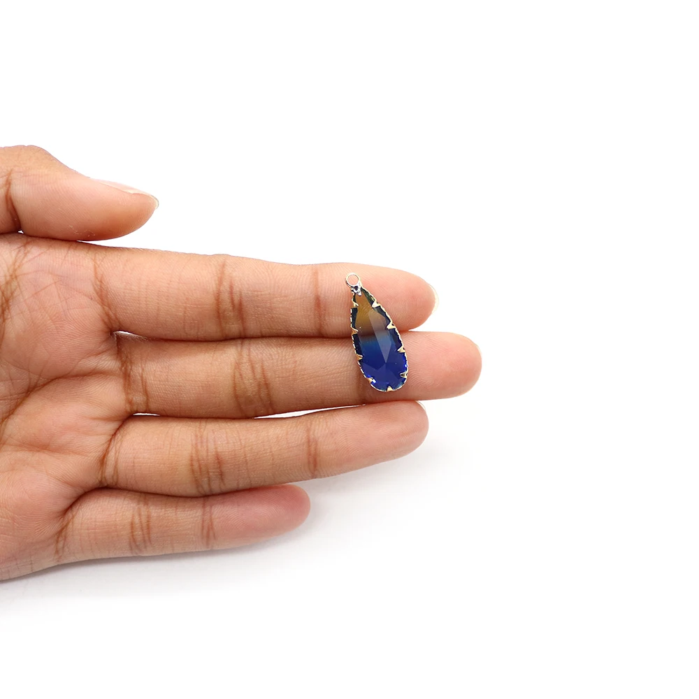 Glass Crystal Pendant Water Drop Shaped 10*24mm Gradient Color Jewelry Accessories Suitable for DIY Summer Party Jewelry
