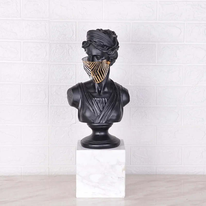 Simple Modern Resin Head Sculpture Light Luxury Soft Decoration Model House Craft Decoration Living Room Decoration