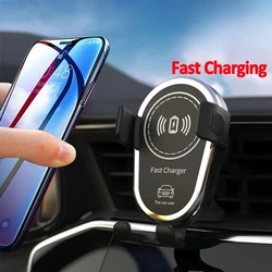 Wireless Fast Charger Car Mount Air Vent Mobile Phone Holder Charging Stand For iPhone 17 16 15 14 13 12 Pro Max Xiaomi Samsung