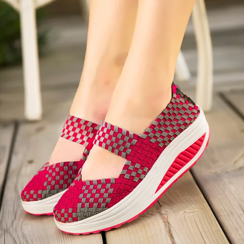 Women Casual Shoes 2023 Summer Breathable Handmade Women Woven Shoes Fashion Comfortable LightWeight Wovening Women Shoes