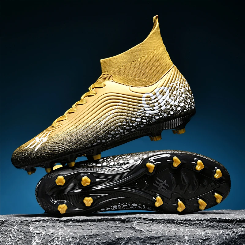 Men/Women Professional Soccer Cleats Anti-slip FG Studded Football Boots Breathable High-Top Training Shoes view 3