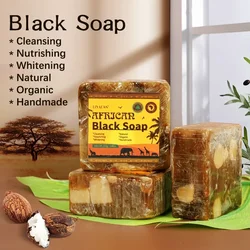 Natural African Black Soap With Organic Shea Butter Anti Rebelles Treatment Acne Moisturizing Handmade Beauty Body Bath