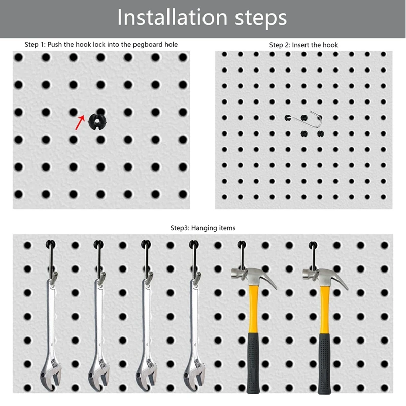 Peg Board Hook Locks,120Pc Peg Board Locks Peghook Stoppers For Stopping Hooks From Falling Off For 1/8In Peg Boardhooks