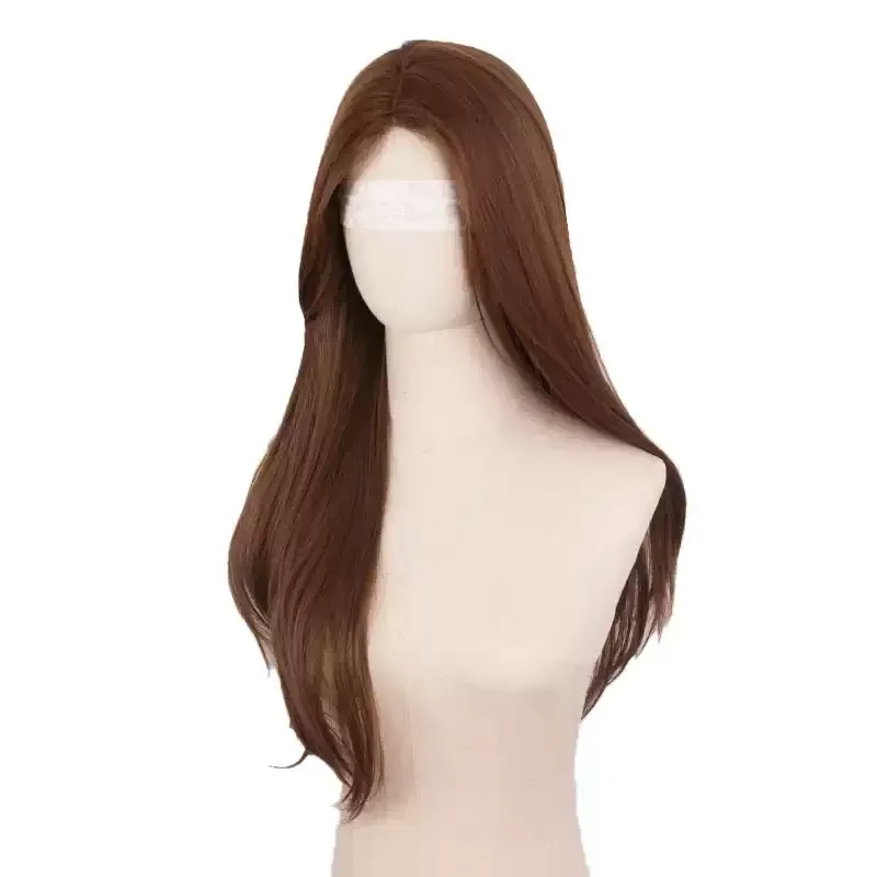 Caramel Warm Brown High‑Layered Long Straight Synthetic Cosplay Wig, Full‑Head Wig for Halloween Event Party Cos Role‑Playing
