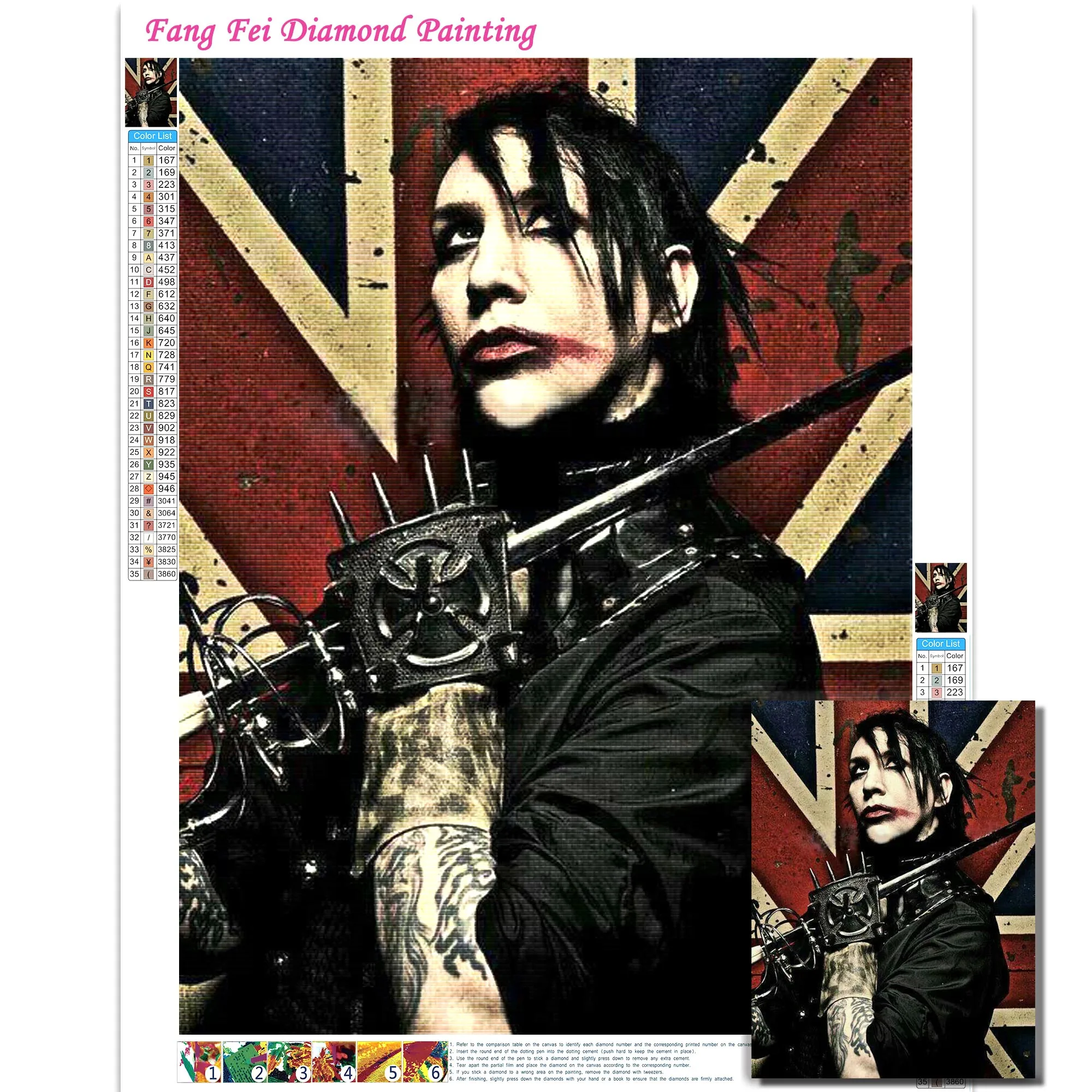 Star Marilyn Manson Full Diamond Painting Rock Music Singer