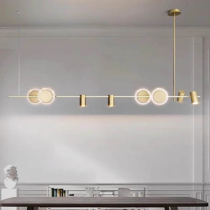 Lustre nórdico moderno pingente lâmpadas restaurante sala de estudo minimalista led luz escritório luxuoso uma linha iluminação pendurada