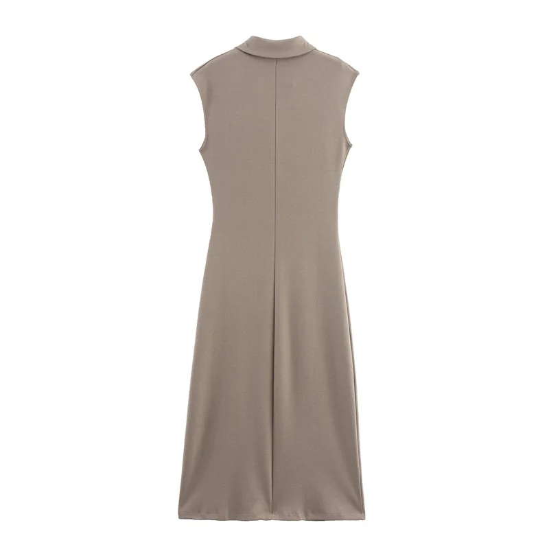 Vestido midi casual con cuello de camisa POLO para mujer