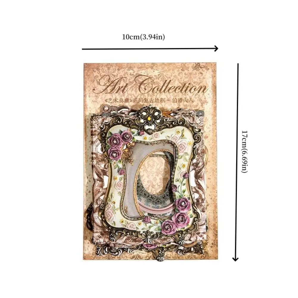 Flower Decorative Cards Retro Geometric Cutout Frame Decor Picture Frame Stickers Handcrafts DIY Tools DIY Photo Book