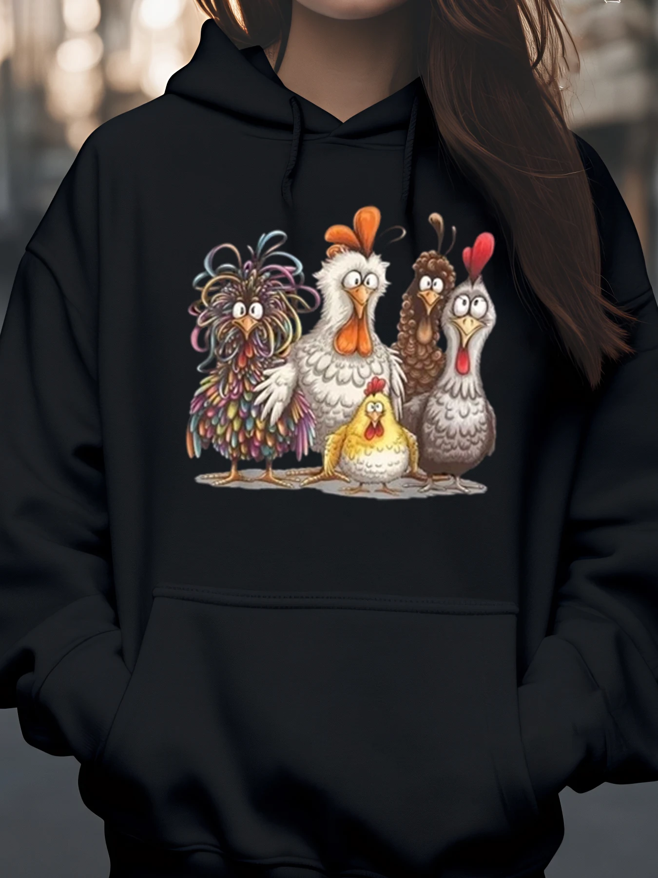 

Толстовка с капюшоном с куриным семейным принтом на День Благодарения, повседневная одежда для женщин и мужчин, унисекс
