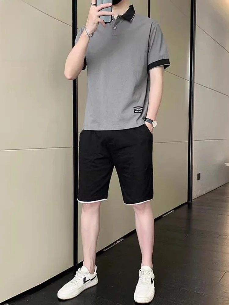 

Men's Summer Casual Sports Set Pure Cotton ort Sve irt And orts Matching Set Youth Cotton T-irt orts