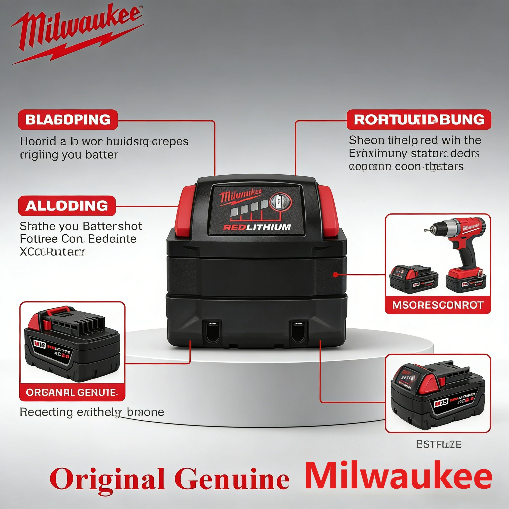 

New Original 6Ah 8Ah Milwaukee Rechargeable Battery be Suitable for M18 XC 48-11-2402 48-11-2411 48-11-2401 Cordless Tools