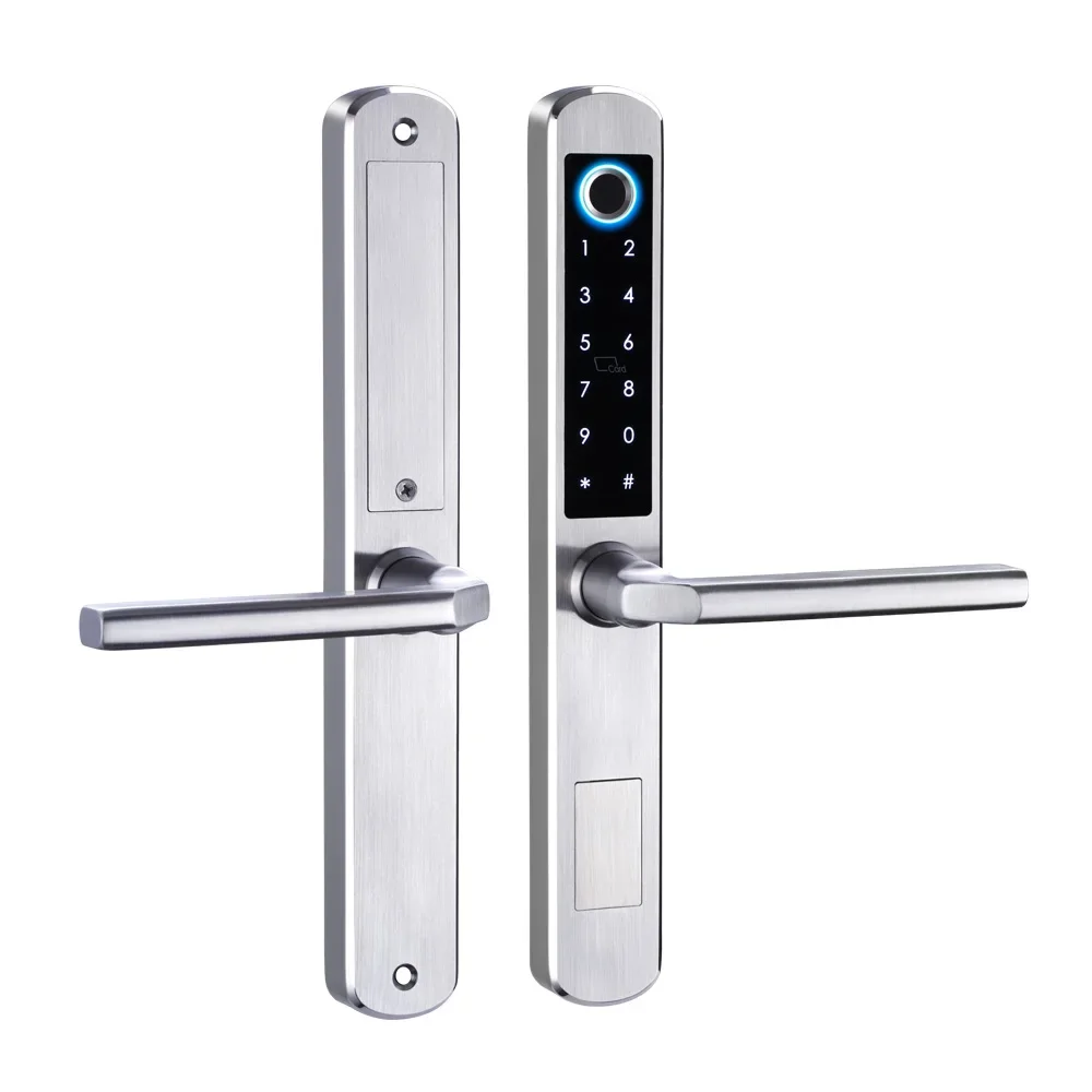 SZMYQ Tuya Quality Digital Smart Life Remote Unlock Home Outdoor Narrow Sliding Door Lock Waterproof Aluminium Biometric Card