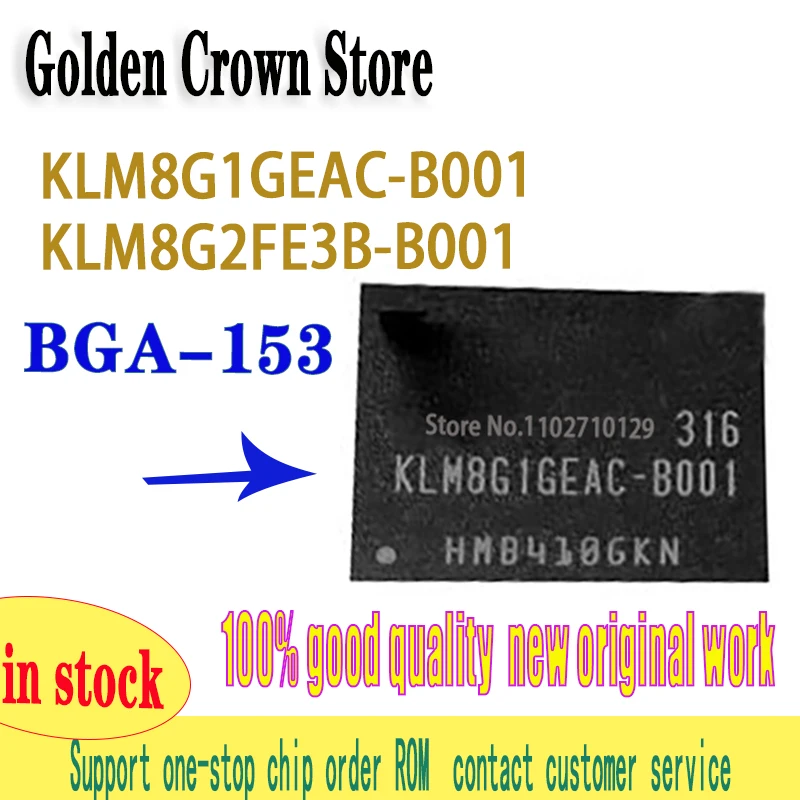 1pcs/lot NEW KLM8G2FE3B-B001 KLM8G1GEAC-B001.Original genuine 8GB EMMC memory. Package BGA-153