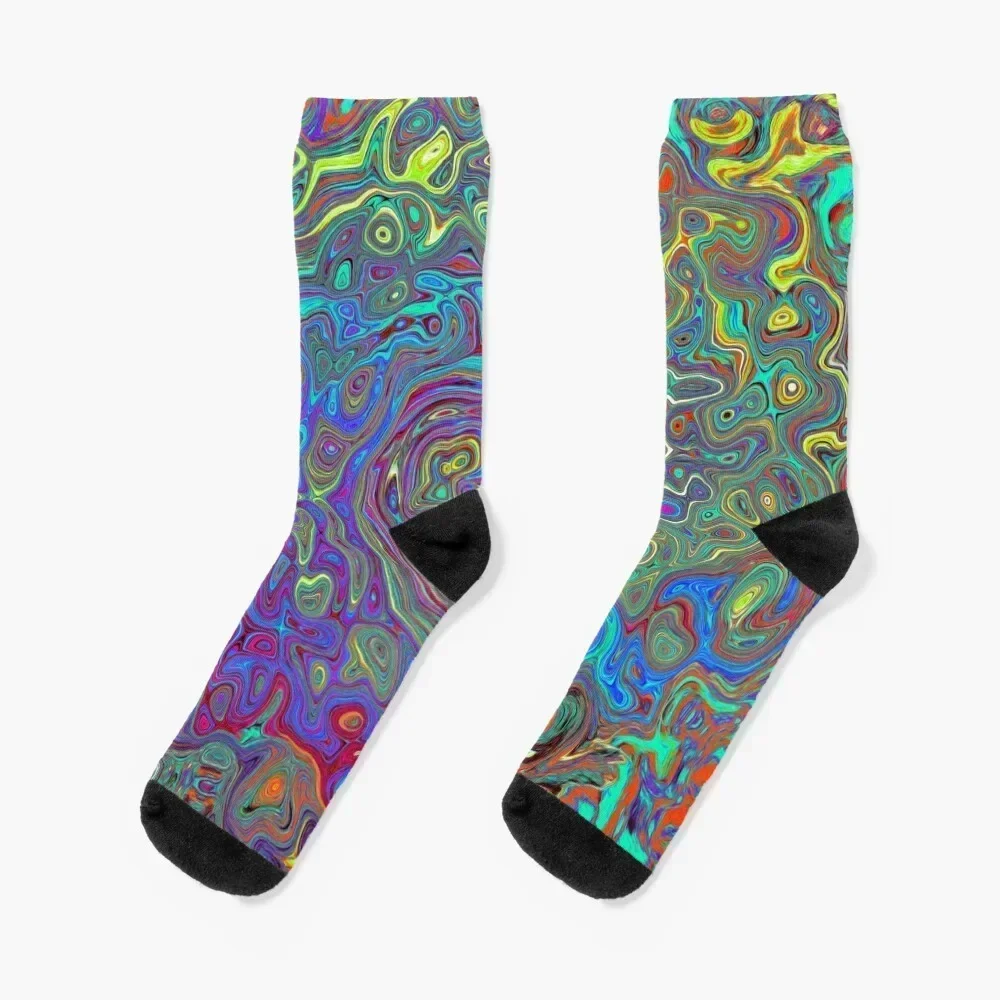 

Trippy Fuchsia and Blue Abstract Retro Swirl Socks new in's kawaii crazy colored Socks Male Women's