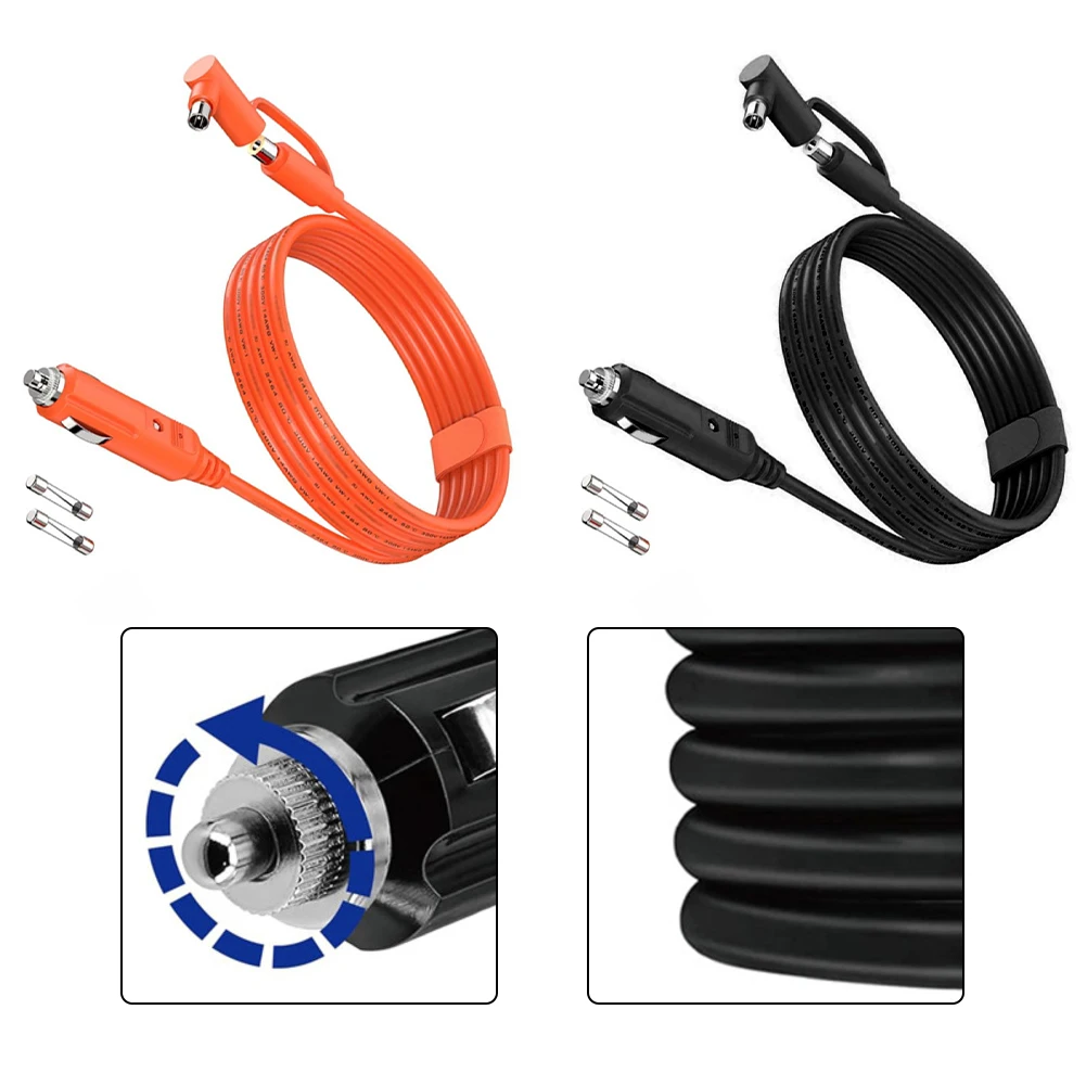 14AWG 2m Car Charging Cable with 2pcs 15A Fuses Featuring Angled DC8020 Connector for For convenient Use in Tight Vehicle Spaces