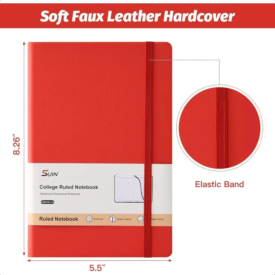 Capa duraJournalNotebooks 6 pacotes A5 forrado diários caderno para escrever 200 páginas 8,2 x 5,5 polegadas 6 cores clássico governado notebo