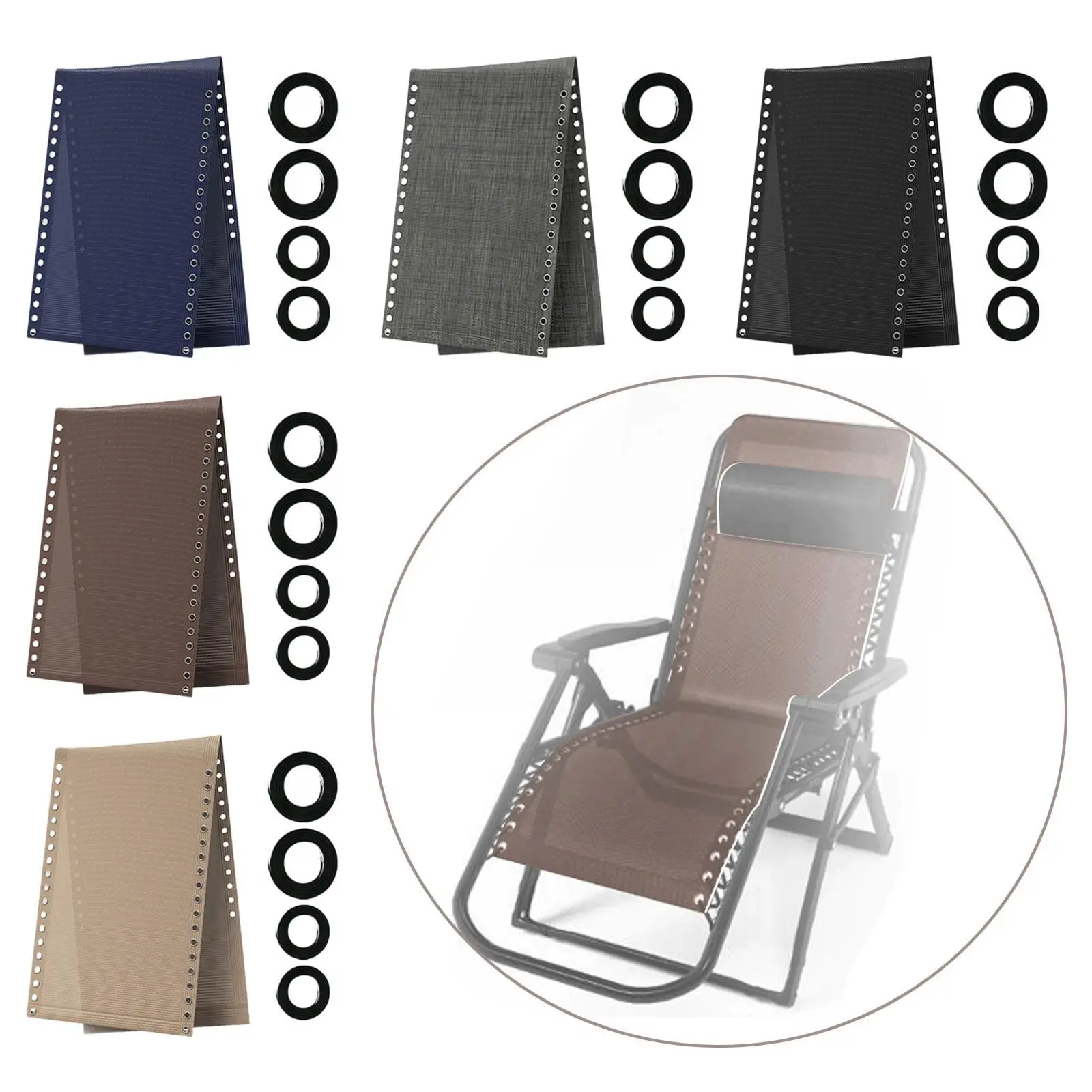 Chair Replacement Fabric Lounge Chair 160cmx48cm Beach Pool Lawn Patio Sling Breathable Sling Chair Chair Replacement Cord Kit
