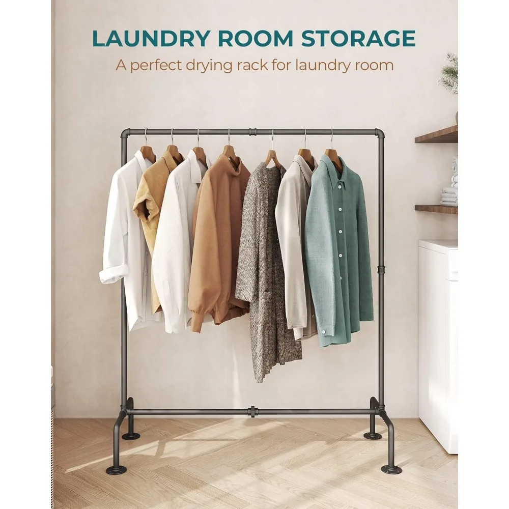 오로피 산업용 파이프 옷걸이, 독립형, 견고한 탈부착식 옷걸이, 의류 보관용 안정적인 4개의 다리 포함