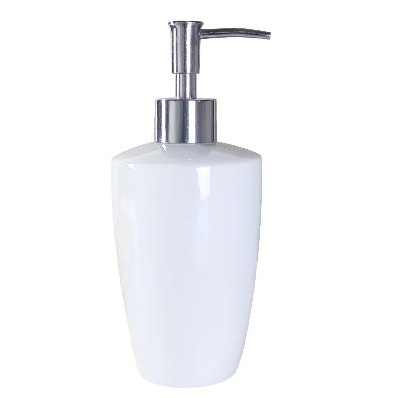 European White Porcelain Lotion Bottle Press Shower Gel Dispensing Bottle Hotel Bathroom Decoration Portable Soap Dispenser Home