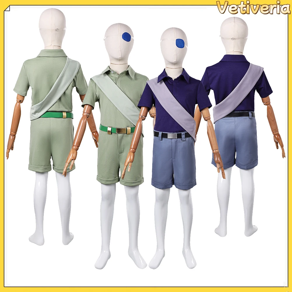 

Elio Cosplay Costume Boys Top Pants Belt Eye Patch Shoulder Strap Outfits Halloween Carnival Disguise Fantasia Suit for Kids