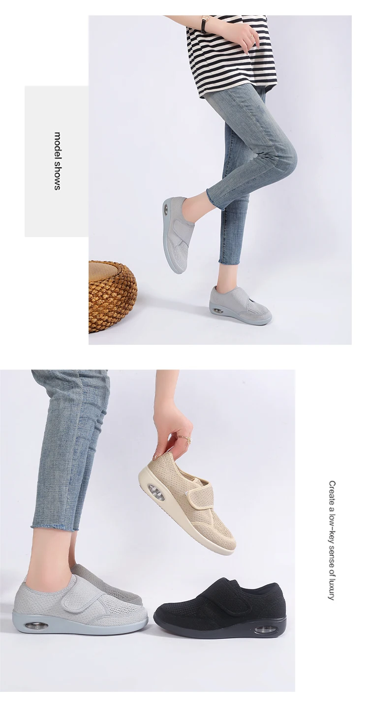 Damen-Sneaker Orthopädische Schuhe für Breite Füße Geschwollene Füße Geh- und Freizeitschuhe Daumenkorrektur Anpassbare Weiche Bequeme Diabetiker-Damenschuhe – Detail 10